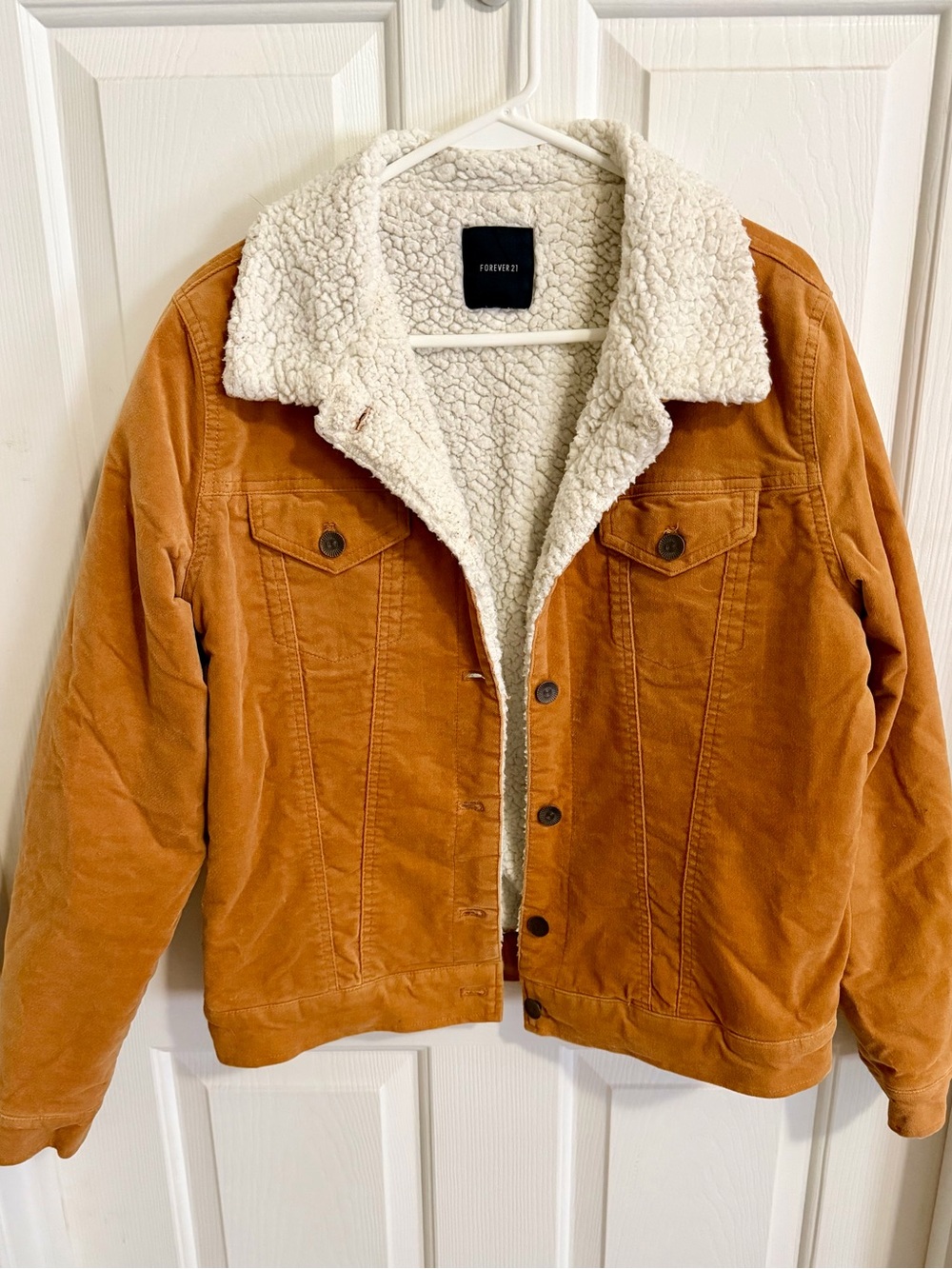Forever 21 Tan Sherpa-Lined Corduroy Jacket